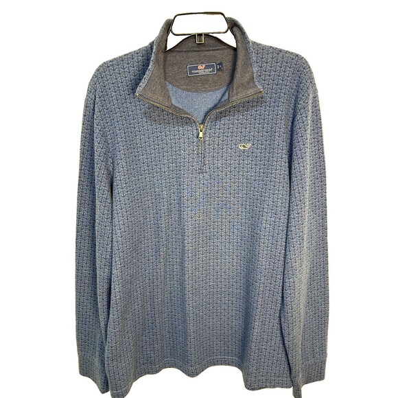 Vineyard Vines Pullover Blue  Anchor  1/4 Zipper Hoodie Mens Large - Picture 2 of 6